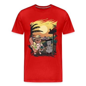 Cat Cats Wild West Enfants Cavalier Cheval - T-shirt bio Premium Homme - rouge - Devant - Damien (186cm)