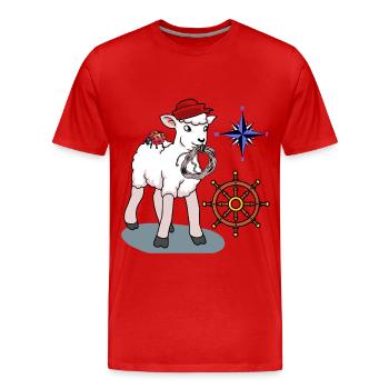 Volant de marin mouton de mouton maritime compas - T-shirt bio Premium Homme - rouge - Devant - Damien (186cm)