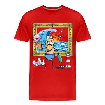 Erdnuss witzig Urlaubsreif Pleite Zuhause Ferien - Männer Premium Bio T-Shirt - Rot - Vorne - Damien (186cm)