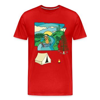 Peanut Camping Boats Nature Lovers Nature Camping - Men's Premium Organic T-Shirt - red - Front - Damien (186cm)