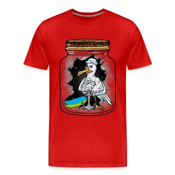 Flaschenpost Möwen Matrosen Matrose Grüße - Männer Premium Bio T-Shirt - Rot - Vorne - Damien (186cm)