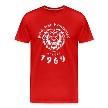 55. Geburtstag Wild, free & untamed since 08/1969 - Männer Premium Bio T-Shirt - Rot - Vorne - Damien (186cm)