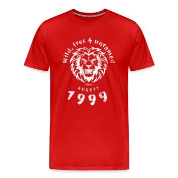 Sauvage, libre et indompté depuis 08/1999 - T-shirt bio Premium Homme - rouge - Devant - Damien (186cm)