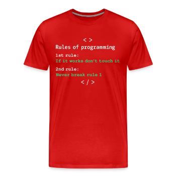 Règles de programmation - T-shirt bio Premium Homme - rouge - Devant - Damien (186cm)