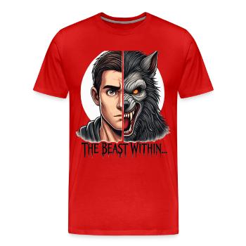 Werewolf Transformation in the Full Moon - Men's Premium Organic T-Shirt - red - Front - Damien (186cm)