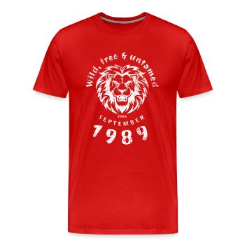 35. Geburtstag Wild, free & untamed since 09/1989 - Männer Premium Bio T-Shirt - Rot - Vorne - Damien (186cm)