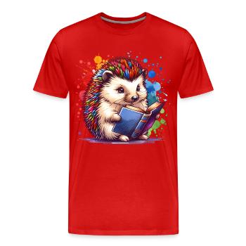 Lire Hérisson - T-shirt bio Premium Homme - rouge - Devant - Damien (186cm)