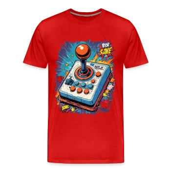Retro Gamer Joystick / Controller Konsolenspiele - Männer Premium Bio T-Shirt - Rot - Vorne - Damien (186cm)
