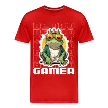 Retro Gamer Frog avec manette Jeux de console - T-shirt bio Premium Homme - rouge - Devant - Damien (186cm)