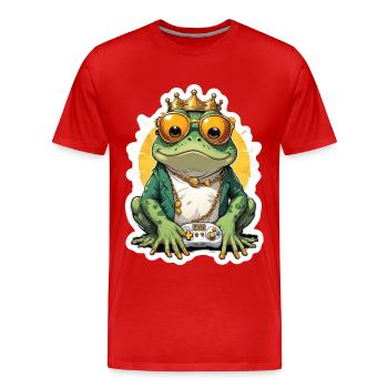 Retro Gamer Frog avec manette Jeux de console - T-shirt bio Premium Homme - rouge - Devant - Damien (186cm)