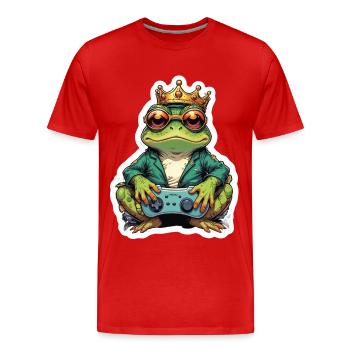 Retro Gamer Frosch mit Controller Konsolenspiele - Männer Premium Bio T-Shirt - Rot - Vorne - Damien (186cm)