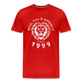 Sauvage, libre et indompté depuis 1999 - T-shirt bio Premium Homme - rouge - Devant - Damien (186cm)