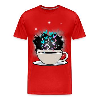 Kaffee Kaffeetasse Koffein - Männer Premium Bio T-Shirt - Rot - Vorne - Damien (186cm)