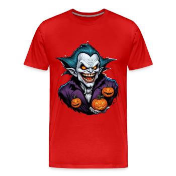 Halloween - Vampir Blutsauger Grusel mit Kürbis - Männer Premium Bio T-Shirt - Rot - Vorne - Damien (186cm)
