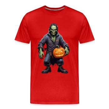 Halloween - Horreur zombie Horreur avec citrouille - T-shirt bio Premium Homme - rouge - Devant - Damien (186cm)