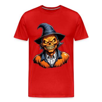 Halloween - Pumpkin Horror on Walpurgis Night - Men's Premium Organic T-Shirt - red - Front - Damien (186cm)