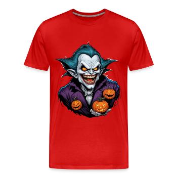 Halloween - Vampir Blutsauger Grusel mit Kürbis - Männer Premium Bio T-Shirt - Rot - Vorne - Damien (186cm)