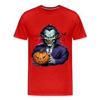 Halloween - Vampir Blutsauger Grusel mit Kürbis - Männer Premium Bio T-Shirt - Rot - Vorne - Damien (186cm)