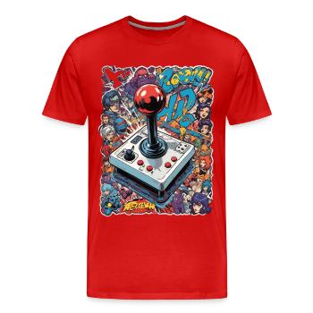 Retro Gamer Adventure Joystick - T-shirt bio Premium Homme - rouge - Devant - Damien (186cm)