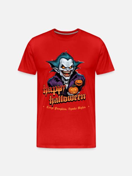 Halloween Vampire with Pumpkins - Men's Premium Organic T-Shirt - red