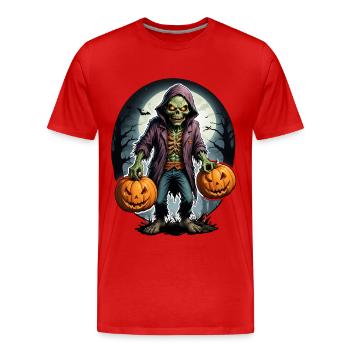 Zombie Joyeux Halloween Citrouilles effrayantes - T-shirt bio Premium Homme - rouge - Devant - Damien (186cm)