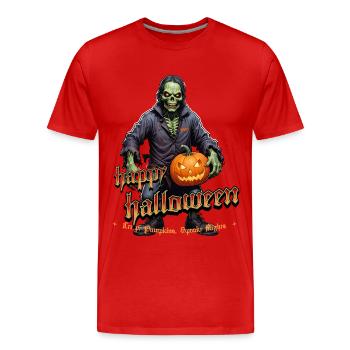 Zombie Joyeux Halloween Citrouilles effrayantes - T-shirt bio Premium Homme - rouge - Devant - Damien (186cm)