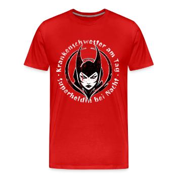 Nurse by day superheroine by night - Men's Premium Organic T-Shirt - red - Front - Damien (186cm)