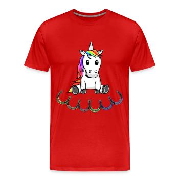 Licorne Licornes Enfants Enfant - T-shirt bio Premium Homme - rouge - Devant - Damien (186cm)