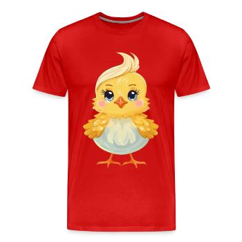 Küken mit einer lustigen Frisur - Männer Premium Bio T-Shirt - Rot - Vorne - Damien (186cm)