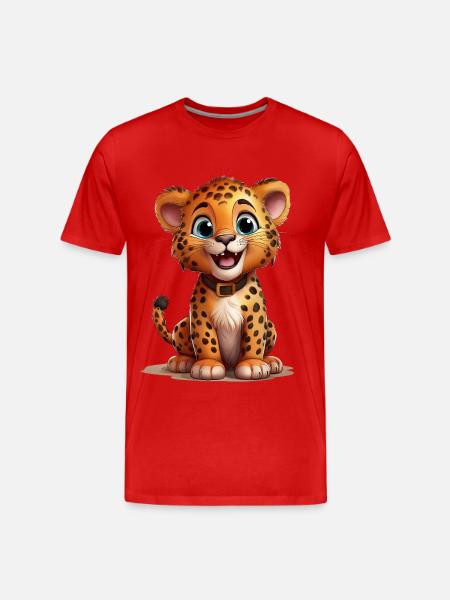 Cute Leopard - Men's Premium Organic T-Shirt - red