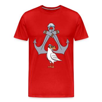 marin d’ancre mouette maritime marin marin ahoy - T-shirt bio Premium Homme - rouge - Devant - Damien (186cm)