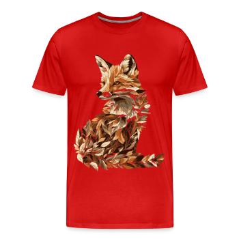 Fuchs aus Laub Blätter Herbst - Männer Premium Bio T-Shirt - Rot - Vorne - Damien (186cm)