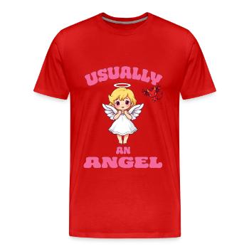Ange Ange Diable Diable Dictons Filles Femmes - T-shirt bio Premium Homme - rouge - Devant - Damien (186cm)