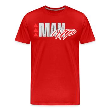 HOMME HOMME ENTRAÎNEMENT FITNESS MOTIVATION POWER GYM - T-shirt bio Premium Homme - rouge - Devant - Damien (186cm)