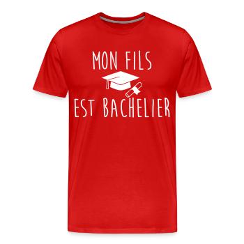 Mon fils est bachelier - T-shirt bio Premium Homme - rouge - Devant - Damien (186cm)