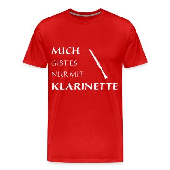 Nur mit Klarinette - Männer Premium Bio T-Shirt - Rot - Vorne - Damien (186cm)