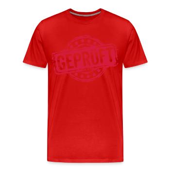 Stempel GEPRÜFT - Männer Premium Bio T-Shirt - Rot - Vorne - Damien (186cm)