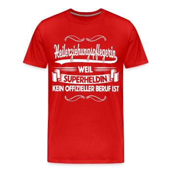 Heilerziehungspflegerin - weil Superheld kein... - Männer Premium Bio T-Shirt - Rot - Vorne - Damien (186cm)