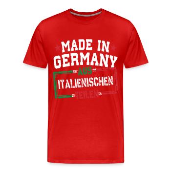 Made in Germany aus Italien - Männer Premium Bio T-Shirt - Rot - Vorne - Damien (186cm)