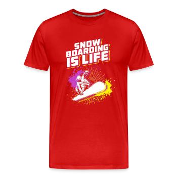 Le snowboard est la vie - T-shirt bio Premium Homme - rouge - Devant - Damien (186cm)