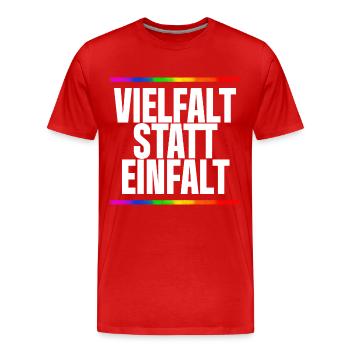 VIELFALT STATT EINFALT - Männer Premium Bio T-Shirt - Rot - Vorne - Damien (186cm)