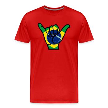 Hangloose, Brazilian Jiu-Jitsu, BJJ Shirt - T-shirt bio Premium Homme - rouge - Devant - Damien (186cm)