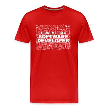 Croyez-moi, je suis un développeur de logiciels - T-shirt bio Premium Homme - rouge - Devant - Damien (186cm)