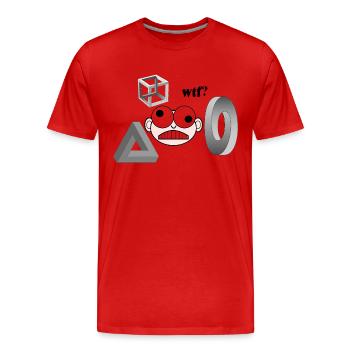 Was geht hier ab? - Männer Premium Bio T-Shirt - Rot - Vorne - Damien (186cm)