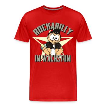 Rockabilly im Wachstum - Männer Premium Bio T-Shirt - Rot - Vorne - Damien (186cm)