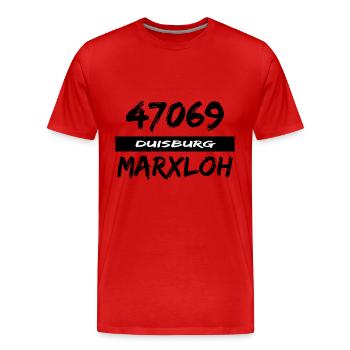 47069 Duisburg Marxloh - Men's Premium Organic T-Shirt - red - Front - Damien (186cm)