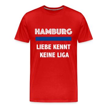 Hambourg - L’amour ne connaît pas la ligue - T-shirt bio Premium Homme - rouge - Devant - Damien (186cm)