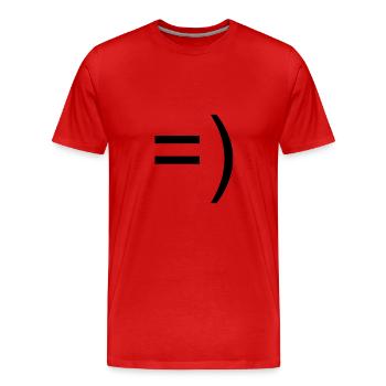 Smiley =) - Männer Premium Bio T-Shirt - Rot - Vorne - Damien (186cm)