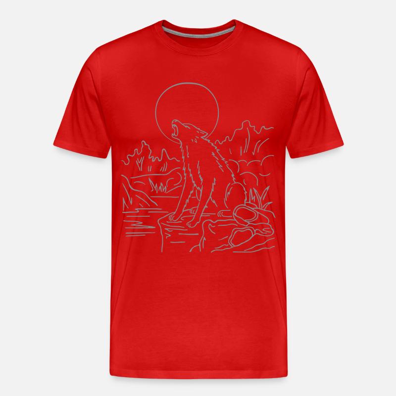Wolf - Männer Premium Bio T-Shirt - Rot