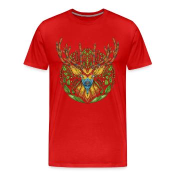 Tête de cerf de cerf - T-shirt bio Premium Homme - rouge - Devant - Damien (186cm)